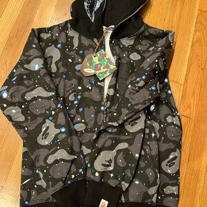 Bape Black Space Camo Shark full zip hoodie NWT